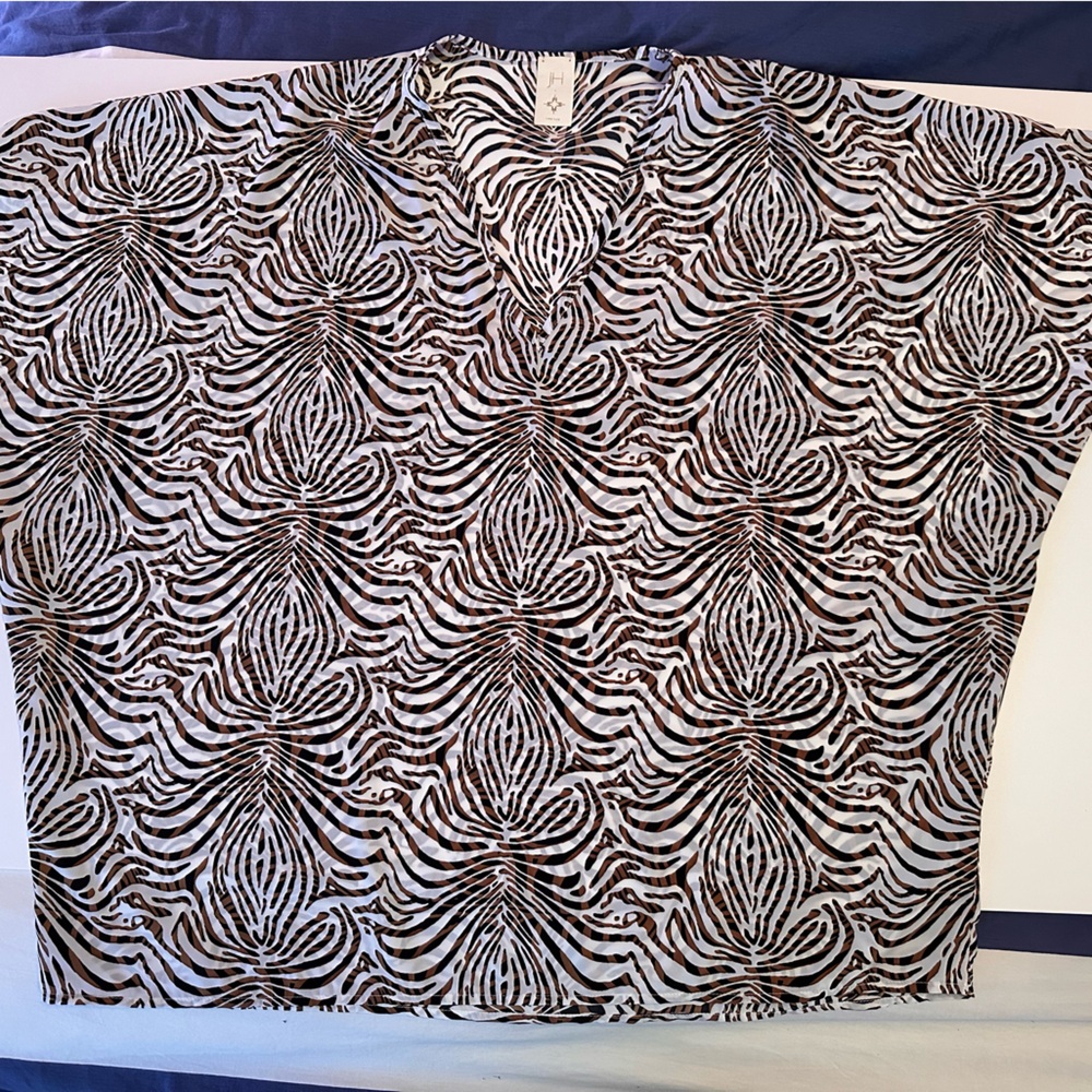 Julie Harrah x India Hicks OS NWT Sabrina Zebra Print Japanese Safari Tunic